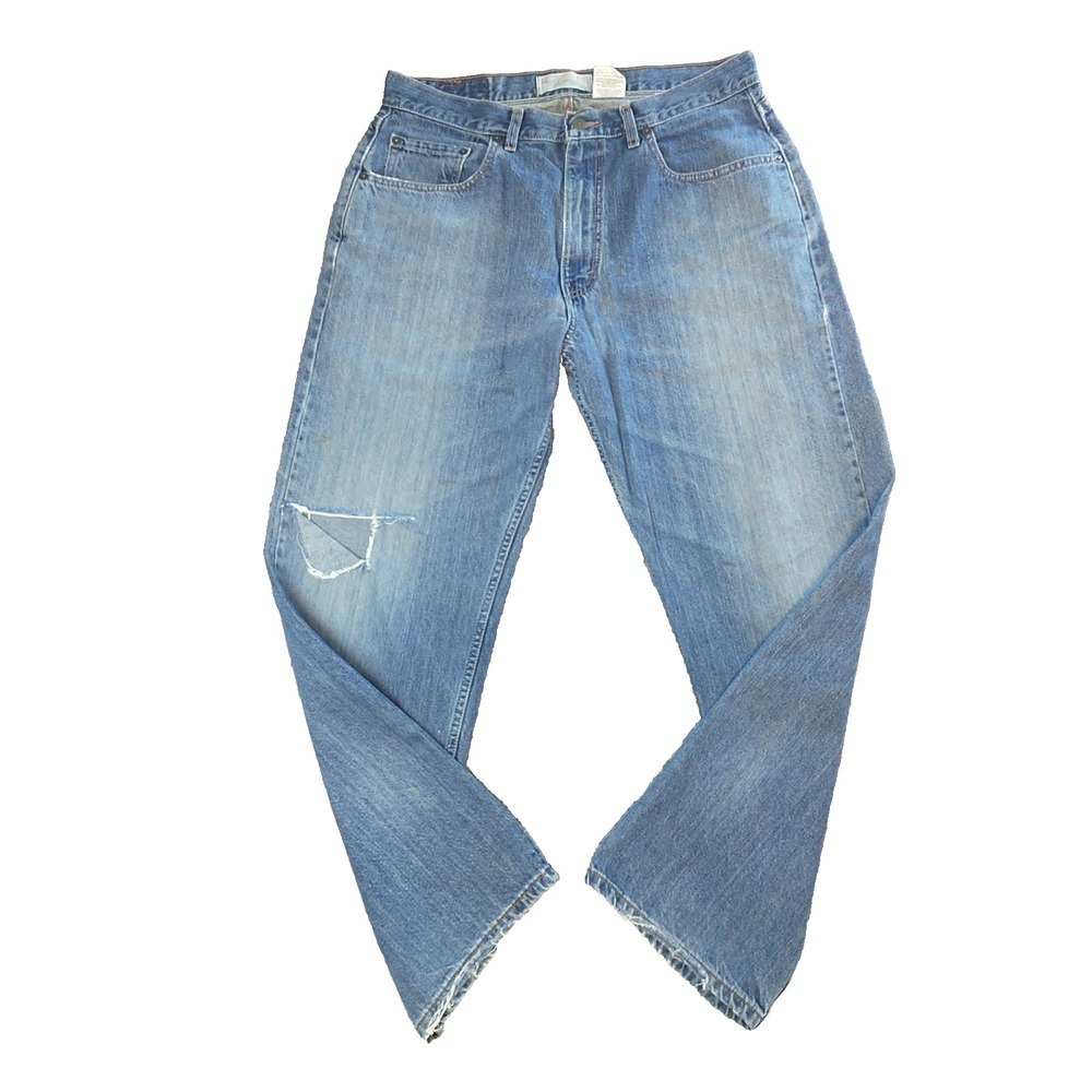 Levi Strauss Signature Mens Blue Distressed Straight Leg Jeans 34x30 91502-9010